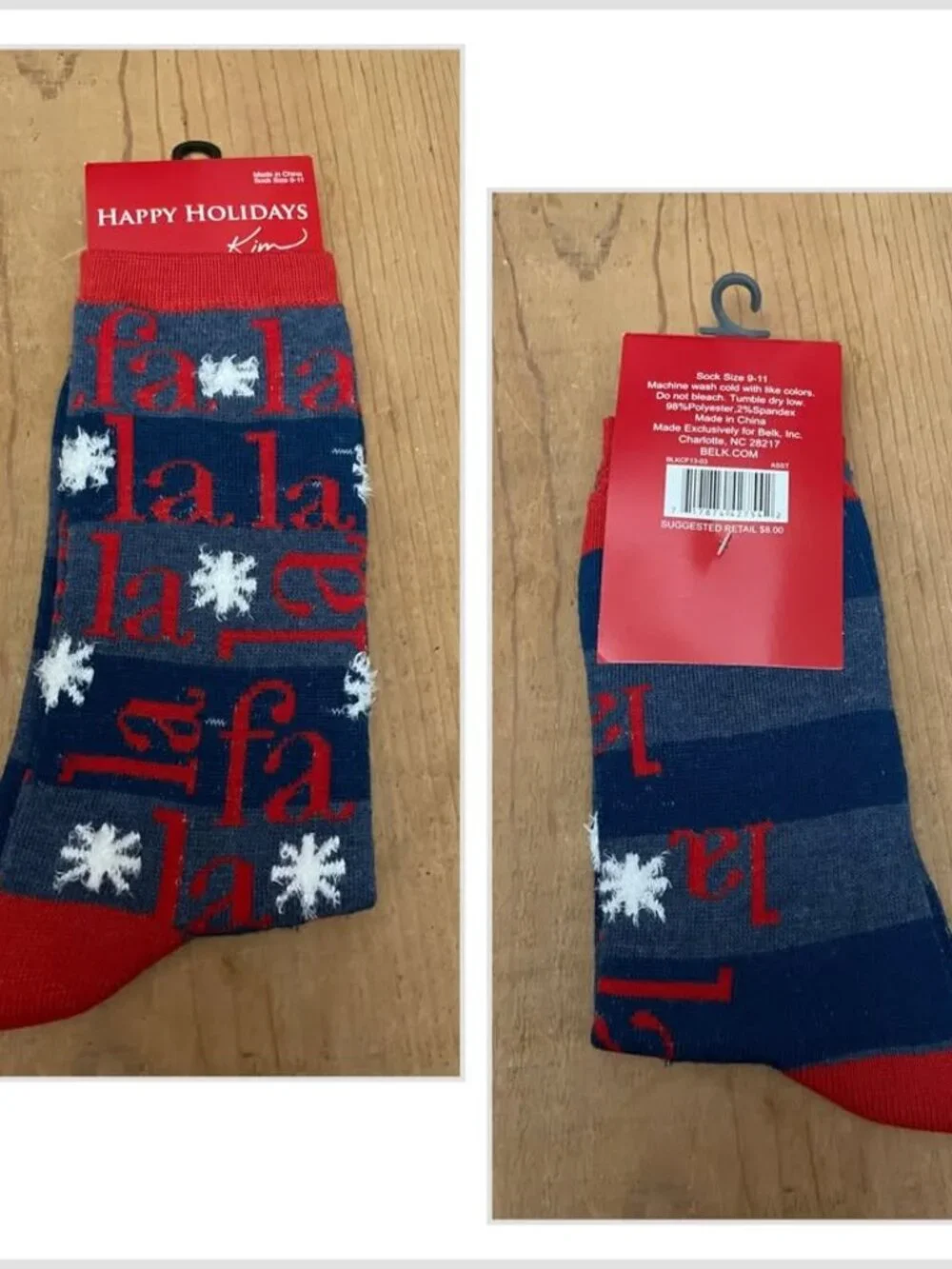 New Belk Happy Holidays Crew Socks – Size 9–11